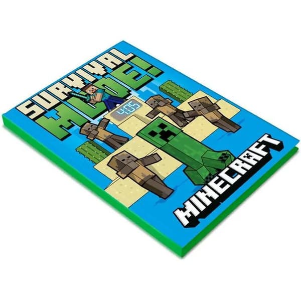 Anteckningsbok - BARNLICENS - Minecraft - LED-klocka - grön - barnformat