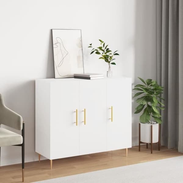 vidaXL Buffé vit 90x34x80 cm ingenjörsträ 828092