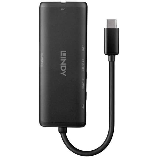 Mini USB-C-dockningsstation - LINDY - Svart - Pass-through-laddning - 4K