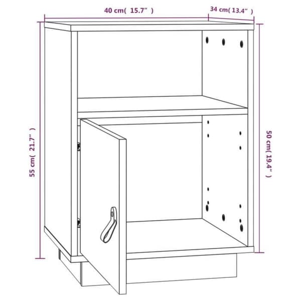 vidaXL Nattduksbord 40x34x55 cm Solid furu 818315