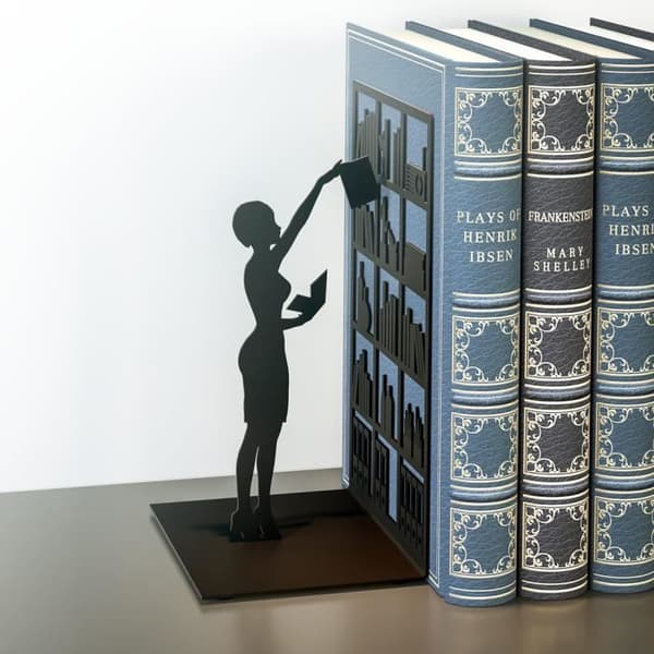 Bokstöd "The Library" Svart