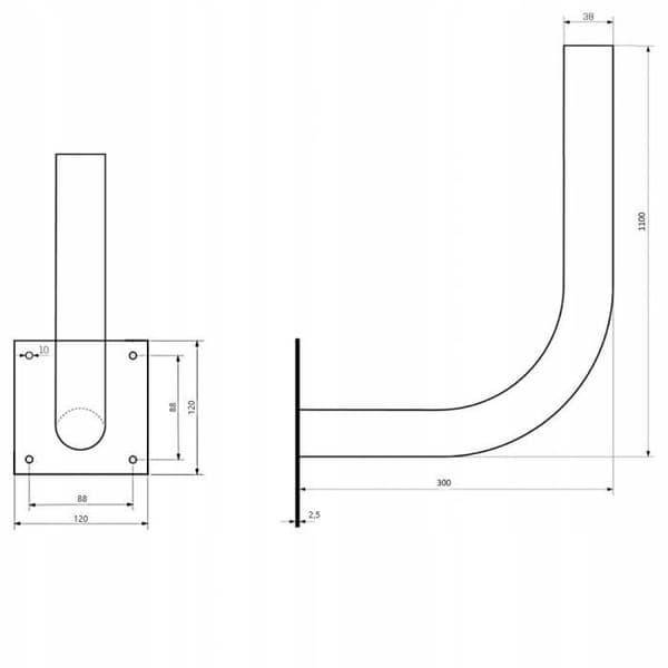 Support Mural Antenne Satellite - LIBOX - Galvaniserat Stål - 30cm till 110cm - Grå - Lätt Montering