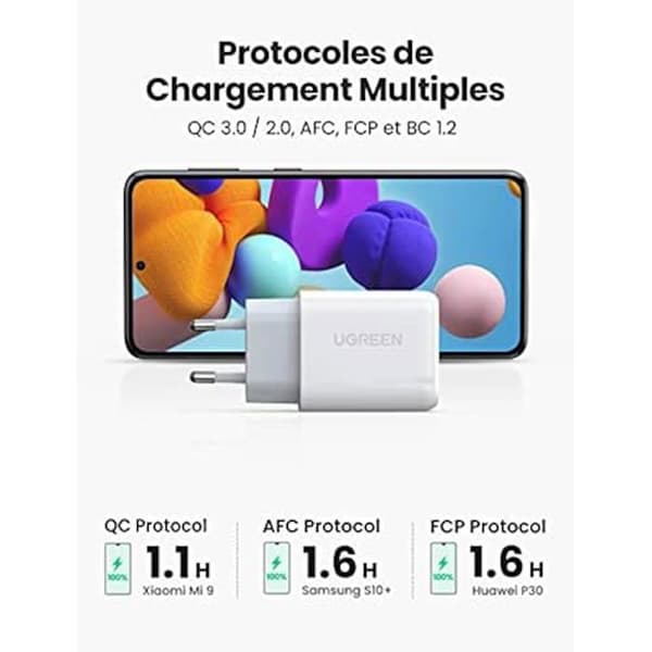 UGREEN USB-A QC 3.0 18W Väggladdare - Vit