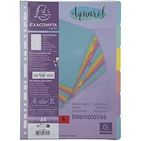 Intercalärer - Exacompta - Ref. 7706E - Glatt kort 400g/m2 - 6 flikar - A4