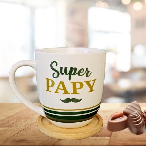 Presentförpackning stor mugg och fat Le Café de Papy