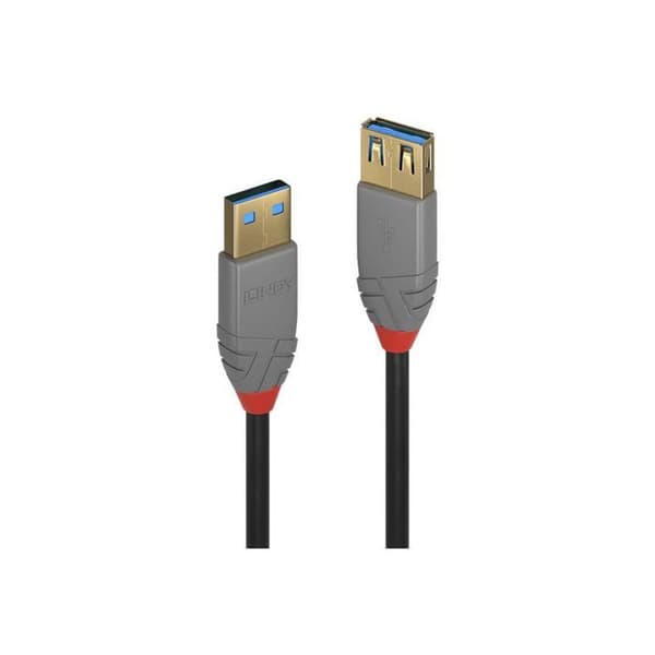 USB 3.0 typ A förlängningskabel - LINDY - Anthra Line - 0,5m - Dubbelskärmad - Guldpläterade kontakter