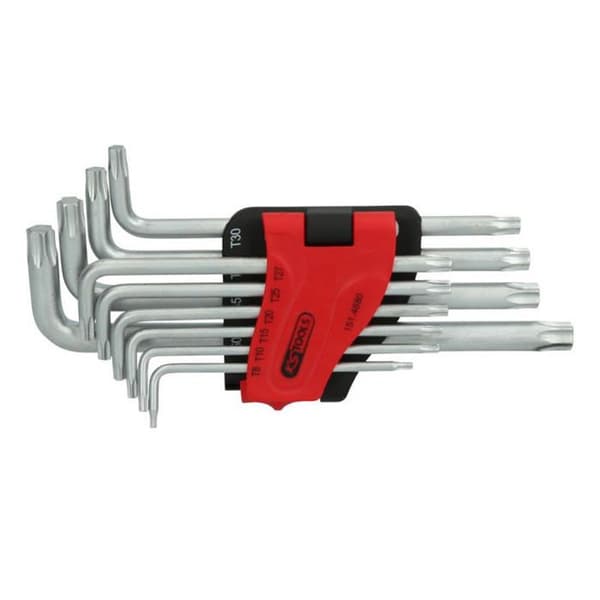 Set med 10 KS TOOLS vinklade hannycklar - Torx