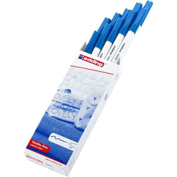 Set med 10 textilpennor 4600 ljusblå 1 mm
