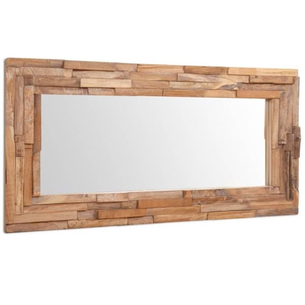 Dekorativ spegel - vidaXL - Rektangulär - Teak - 120 x 60 cm - Inomhus