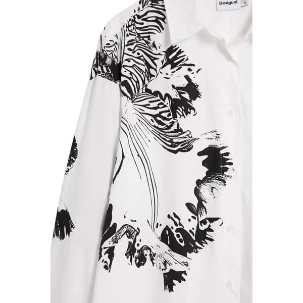 Långärmad blus dam Desigual Lacroix - vit/svart