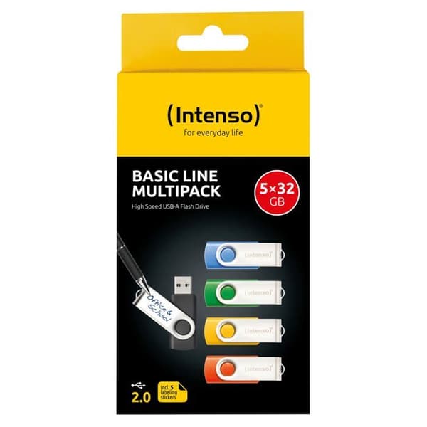 USB-minnen - Intenso - Basic Line Multipack - 32 Go - Vridbar båge - Flerfärgad