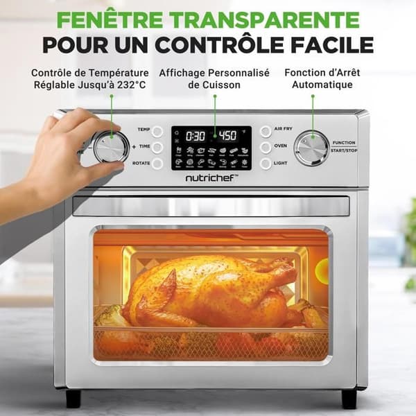 Luftfritös - NUTRICHEF - 26 L - 1700 W - 10 program - 360° varmluft
