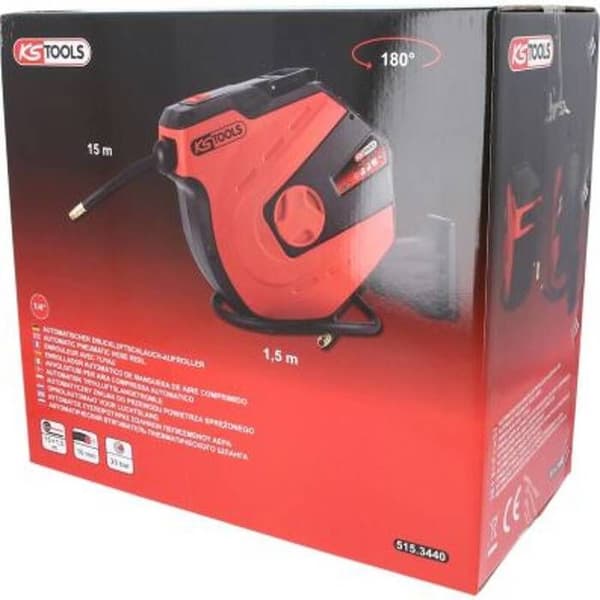 Slangkoppar - KS TOOLS - Väggmonterad - 15m - 1/4 tum - Metall