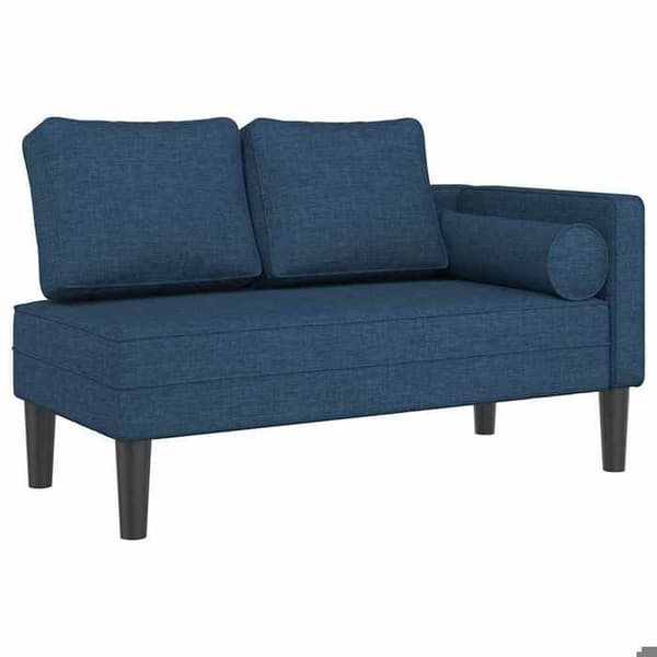 vidaXL Chaise longue med blåa kuddar tyg 4007585