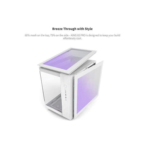 Gaming PC-chassi - MONTECH - King 65 PRO - Dubbel kammare - Glaspaneler - 3 ARGB-fläktar