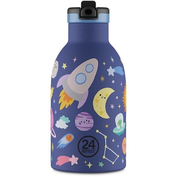 Gourde - 24BOTTLES - Rymdvänner - 330 ml - Inox - Inbyggd sugrör