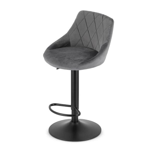 Taburett - OSKAR - KAST - Grå sammet - Svart bas - Justerbar höjd 85-105 cm