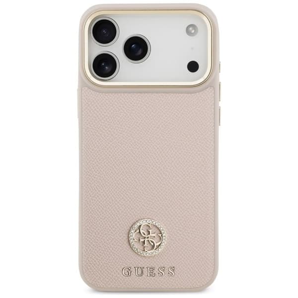 Coque Guess Grained Strass Logo MagSafe för iPhone 17 Pro Max - Rosa