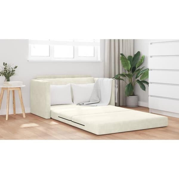 Sängsoffa på golvet 2 i 1 Kräm 124x204x61 cm Sammet