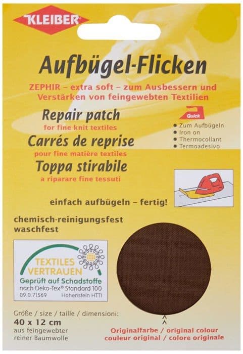 Patch thermocollant - Kleiber - 320-04 - 100% bomull - 40x12 cm - Mörkbrun