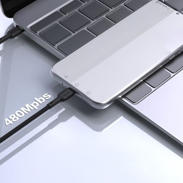 USB-C-kabel 65 W 1 m - Svart