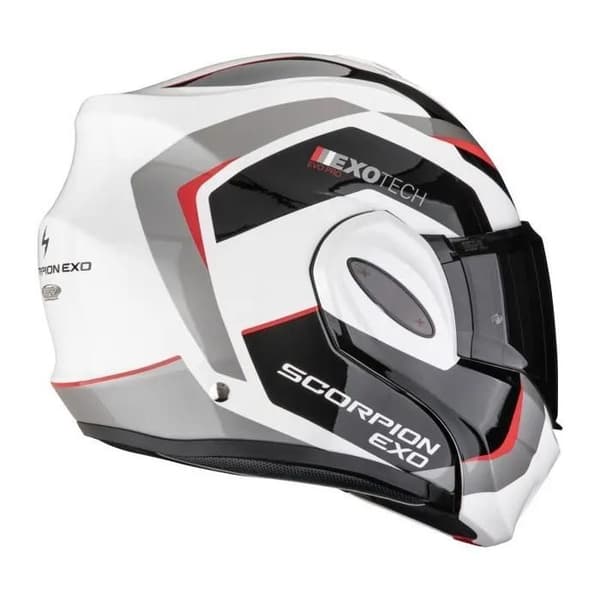 Scorpion Exo-Tech Evo Pro Acuti modulär motorcykelhjälm - grå-svart-röd - Grå - L (59/60 cm)