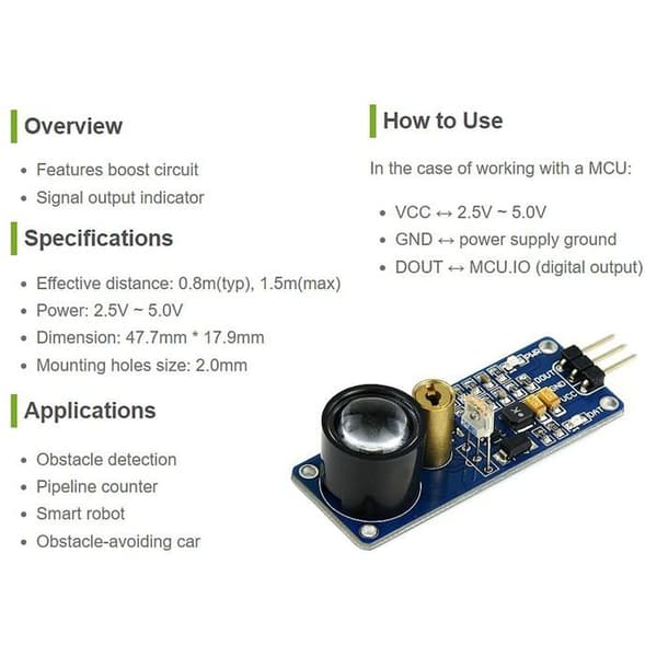Universell detektionsmodul Waveshare - Lasersensor - Laserrecievermodul Sändarmodul för Arduino AVR PIC