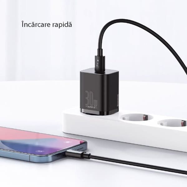 Laddare - BASEUS - CCSUP Super Si - 30W - Typ-C - Snabbladdning