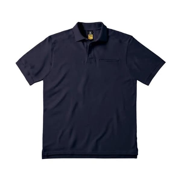 Polo med ficka B&C Skill Pro - marinblå