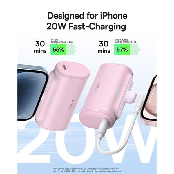 Batteribank - BASEUS - P10068307413-00 - 5000 mAh - 20 W - Babyrosa