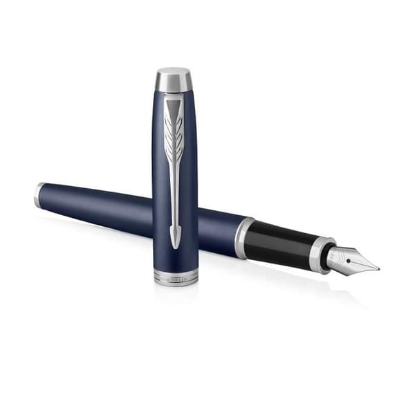 Parker IM - Bläckpenna - Matt blå - Medium spets - Kromade attribut