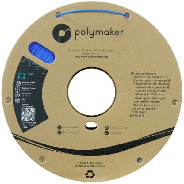 Filament PLA - POLYMAKER - PolyLite™ - 1,75 mm - 1000 g - Azurblå