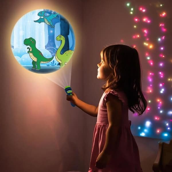 Berättelseprojektor och dinosaurieficklampa