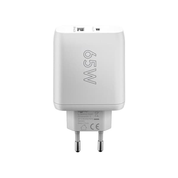 Snabbladdare 65 W Dubbel USB-C PD GaN vit USB-C™ PD och USB-A