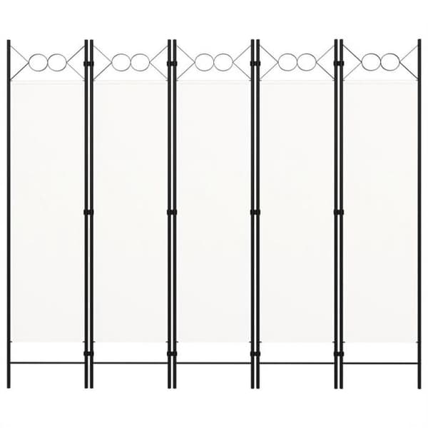 vidaXL Avskiljare 5 paneler Vit kräm 200x180 cm