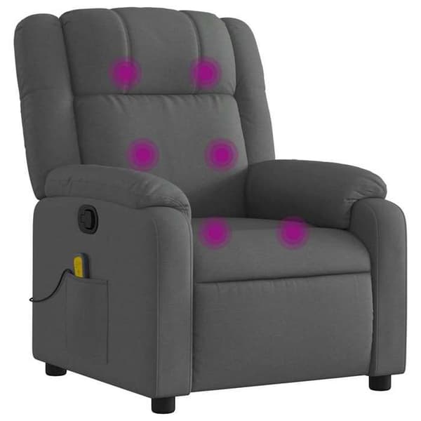 vidaXL Liggande massagestol Mörkgrå tyg 373549