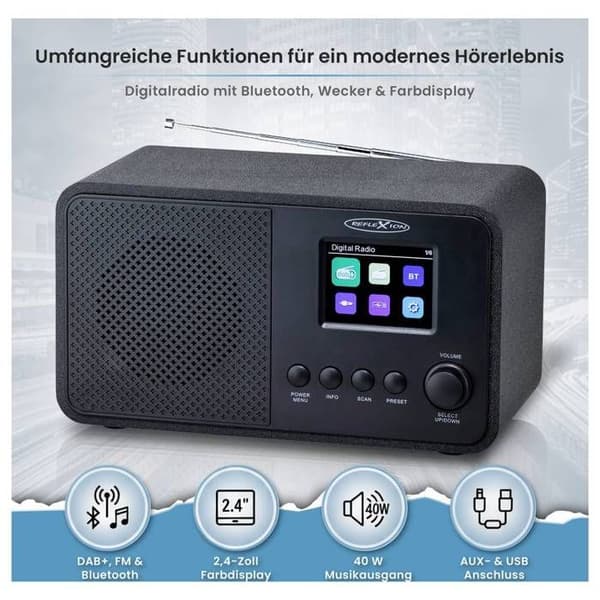 Reflexion Bordradio DAB+, FM AUX, Bluetooth, FM, MP3 svart