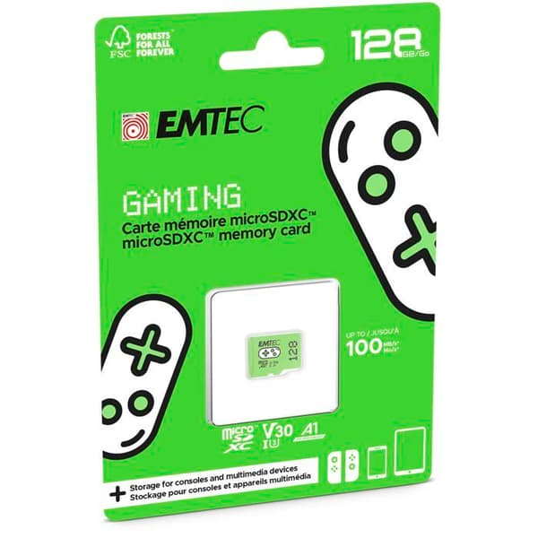 Emtec 128 GB MicroSD UHS I U3 V30 A1 A2 Spelminneskort Grönt