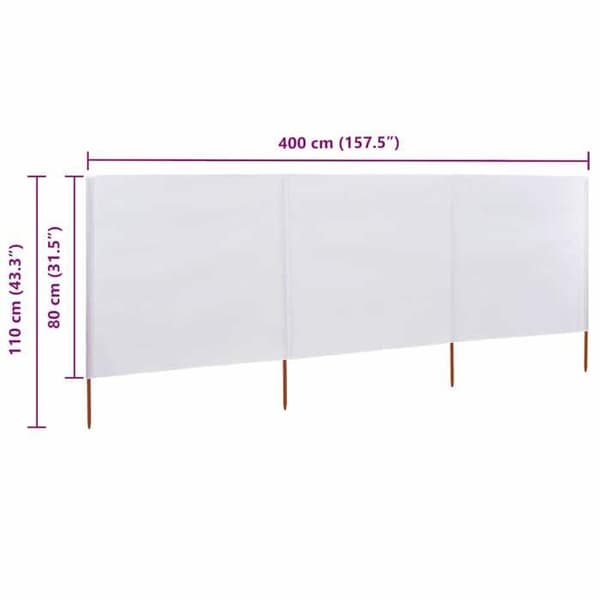 vidaXL 3 Panel Rumsavdelare Tyg 400x80 cm Sandvit