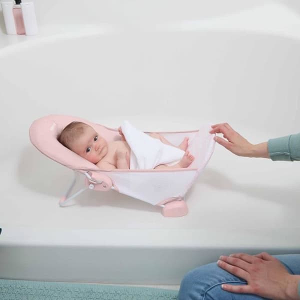 INGENUITY Fällbar badtransat för babyflickor rosa