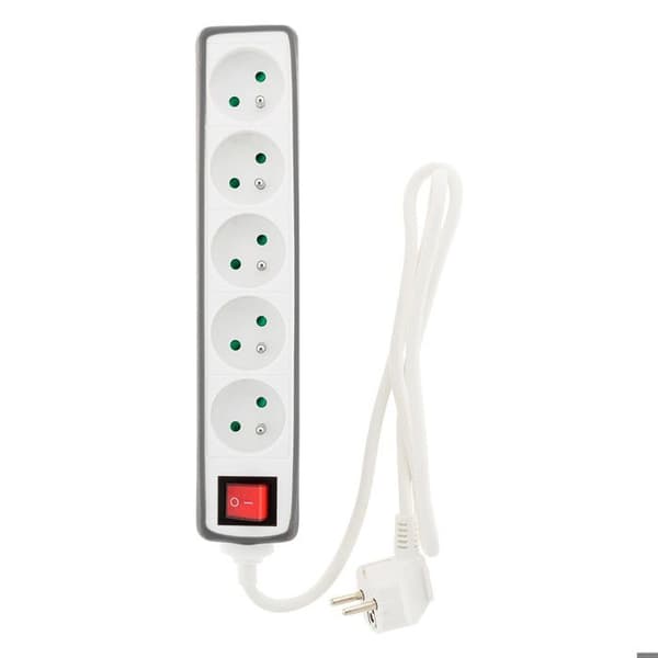 Multiprise 5x16A 2P+T + strömbrytare + täckning - Grå - Zenitech