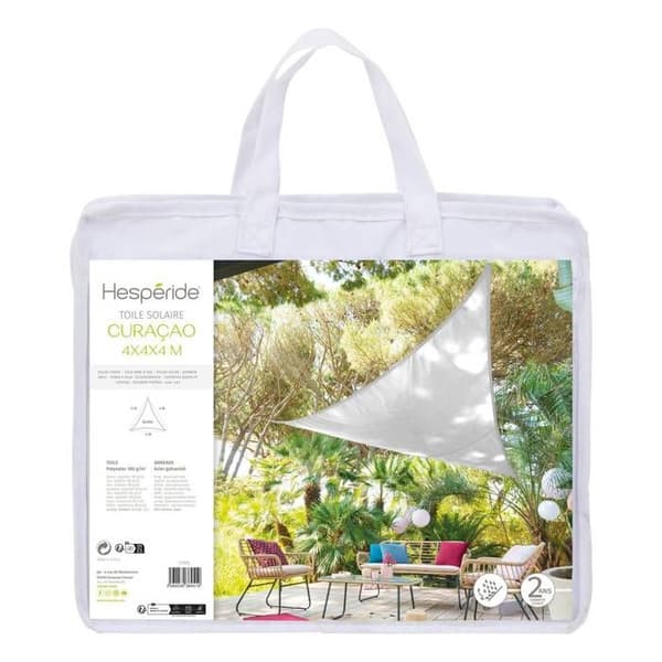 Triangulär solskydd "Curacao" vit 4x4x4m av polyester - Hespéride
