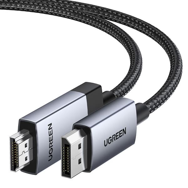 Flätad DisplayPort - HDMI 4K 60 Hz 1 m grå