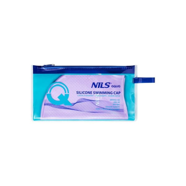 Badmössa i silikon - NILS AQUA - Lila - Hydrodynamisk - Antislipspiggar - 100% silikon
