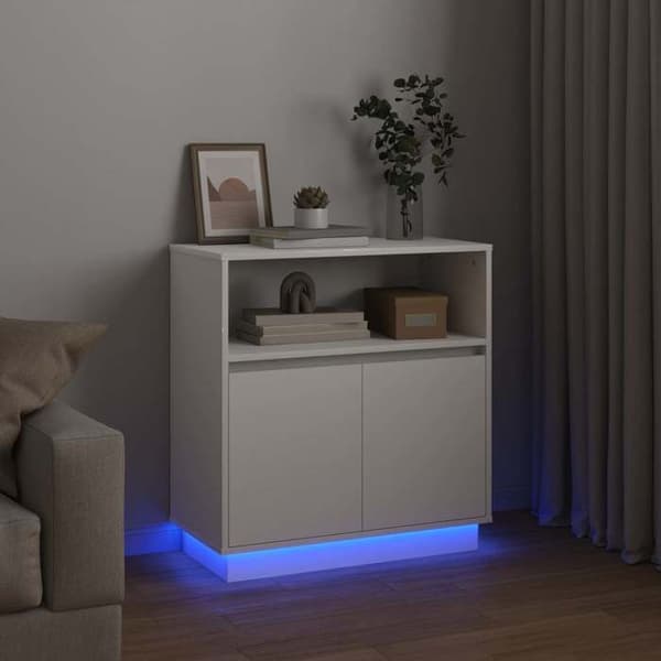vidaXL Buffé LED Vit 71 x 34,5 x 75 cm Ingenjörsträ 869650