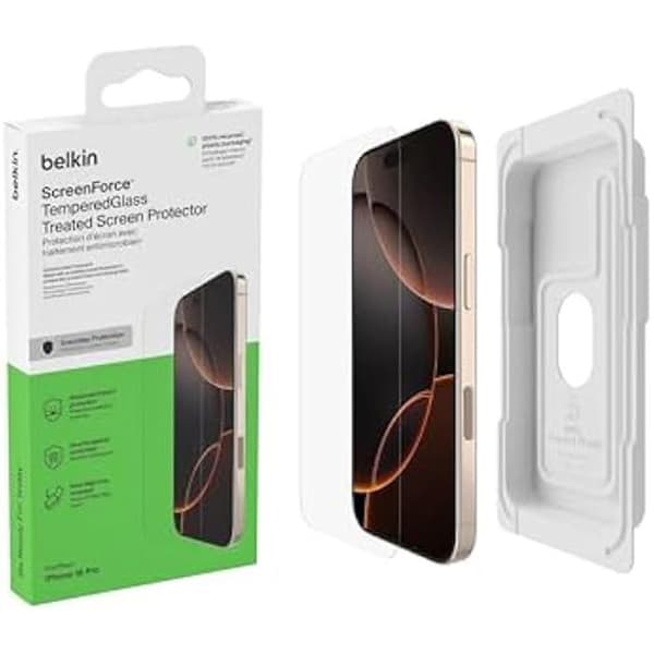 Härdat glas - BELKIN - ScreenForce HärdatGlas - iPhone 16 Pro - Repstark 9H - 0,33 mm