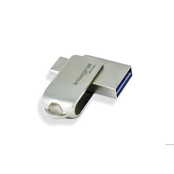 Kl? USB - INTEGRAL - INFD64GB360CDL3.0 - 64 Go - USB Typ A + Typ-C - Hastighet 90 Mo/s