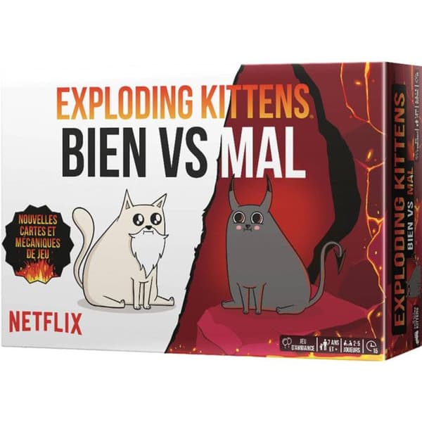 Brädspel - Exploding Kittens - Bra vs Dåligt - 53 kort - 2 till 5 spelare - 15 minuters spelande