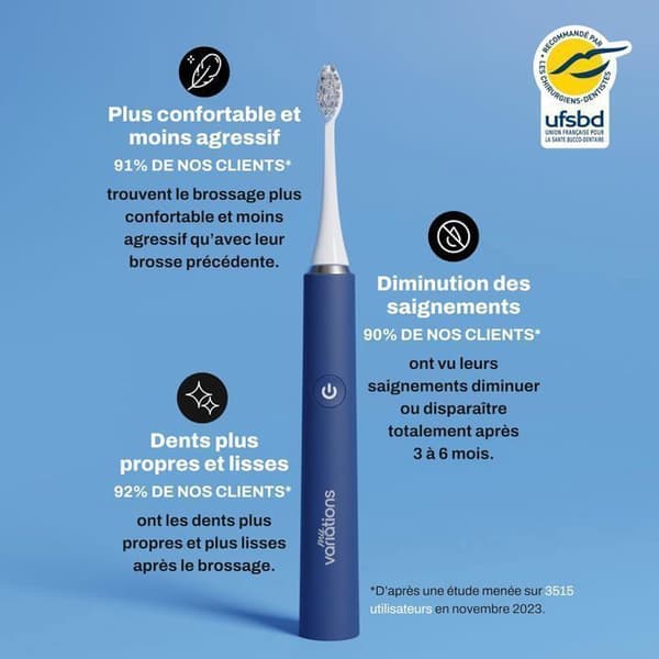 My Variations ® Sonic Tandborste - 1 Månad Autonomi - 5 Läge - Timer 2 Min - USB-C - Nattblå