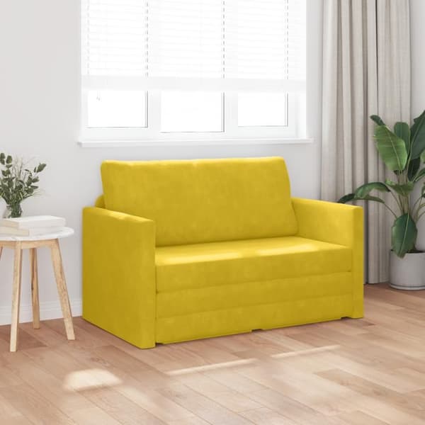 2-i-1 Soffa i gul sammet 124x204x61 cm